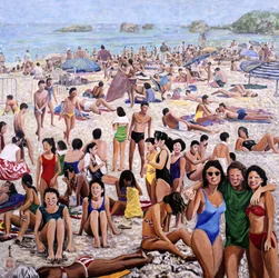 Banho de sol, 1987 (guache sobre seda)
